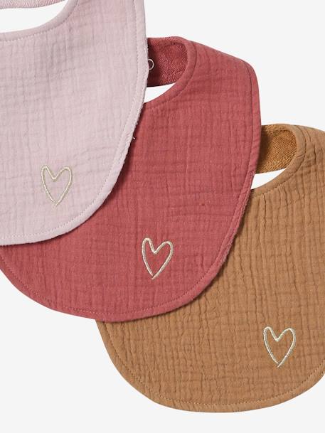 Lot 3 bavoirs naissance en gaze de coton lot bleu+lot rose - vertbaudet enfant 