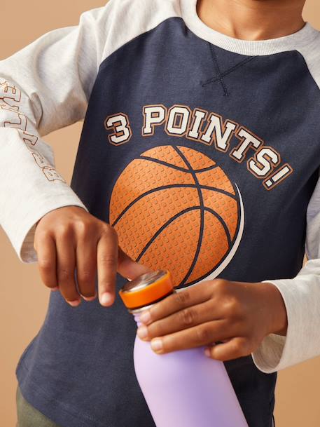 Top with Ball Motif in Relief & Contrasting Raglan Sleeves for Boys night blue - vertbaudet enfant 