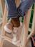 Baskets enfant fille cuir à scratchs bordeaux+or+rose - vertbaudet enfant 