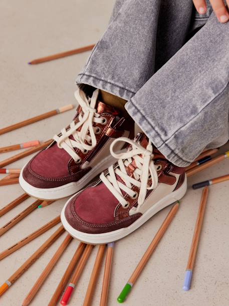 baskets lacées et zippées bordeaux - vertbaudet enfant 