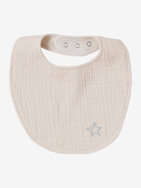 Lot 3 bavoirs naissance en gaze de coton lot bleu+lot rose - vertbaudet enfant 