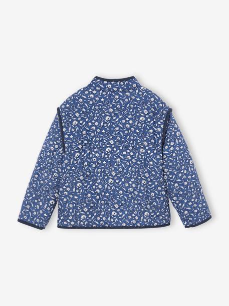Padded Floral Jacket with Sherpa Lining, for Girls printed blue - vertbaudet enfant 