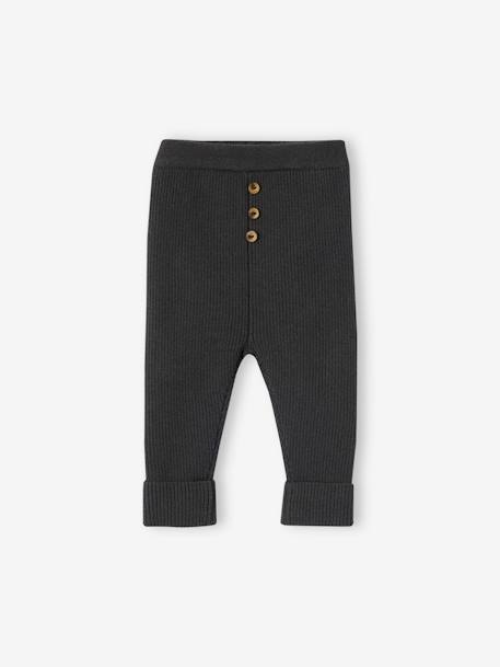 Adaptive Knitted Leggings for Babies aqua green+grey+marl beige - vertbaudet enfant 