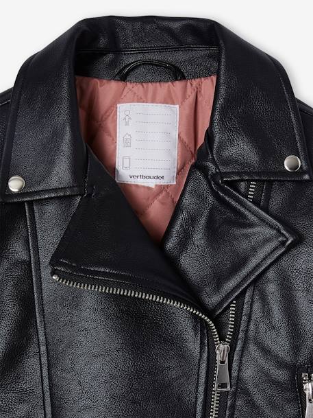Leather-Effect Jacket for Girls black - vertbaudet enfant 