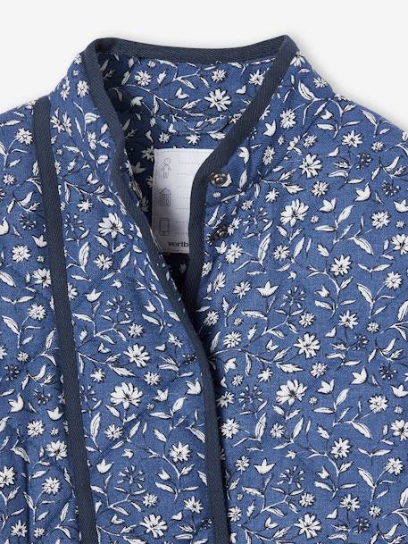 Padded Floral Jacket with Sherpa Lining, for Girls printed blue - vertbaudet enfant 