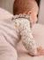 Salopette en tricot bébé bretelles à volants beige chiné - vertbaudet enfant 