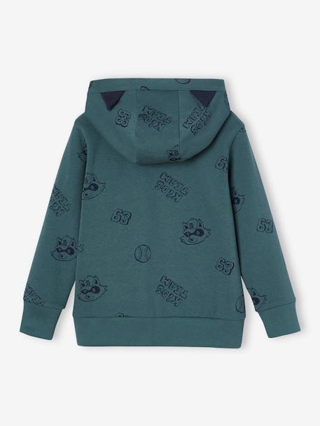 Sweat zippé capuche à oreilles sport garçon vert d'eau - vertbaudet enfant 