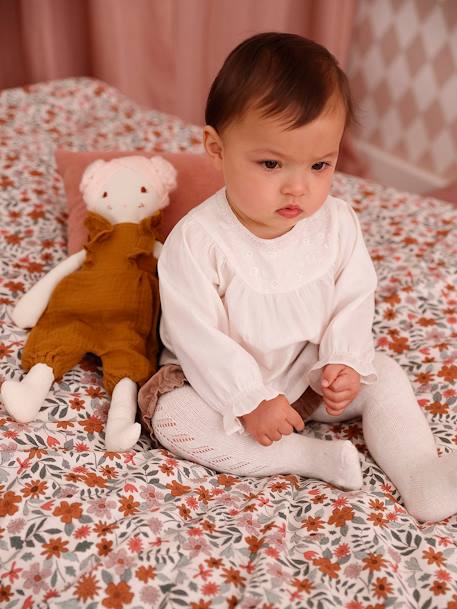 Pull Naissance Bébé Avec Cœurs Brodés - 100% Coton, Ouverture Boutonnée Devant, Manches Longues