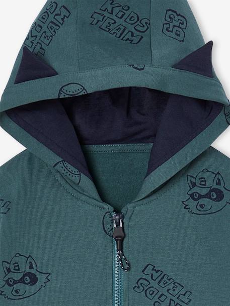 Sweat zippé capuche à oreilles sport garçon vert d'eau - vertbaudet enfant 