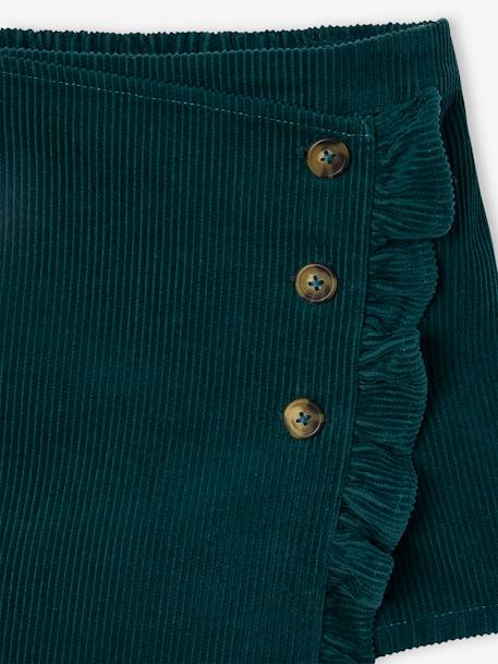 Jupe-short fille en velours effet portefeuille bleu canard+rouge+vert anglais+vieux rose - vertbaudet enfant 