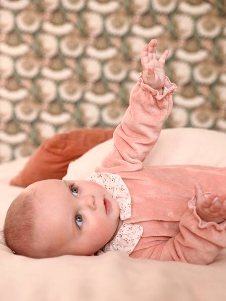 Corduroy Sleepsuit with Frilled Collar for Newborn Babies rosy - vertbaudet enfant 