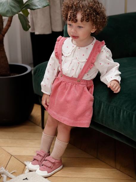 Blouse bébé fille coeurs en gaze de coton écru - vertbaudet enfant 
