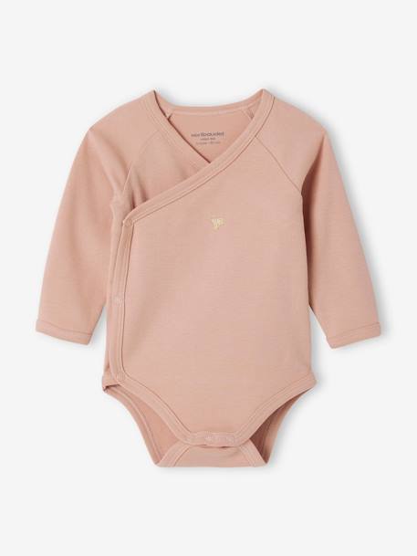 Pack of 5 'Heart' Long Sleeve, Organic Cotton Bodysuits with Front Opening for Babies pale pink - vertbaudet enfant 