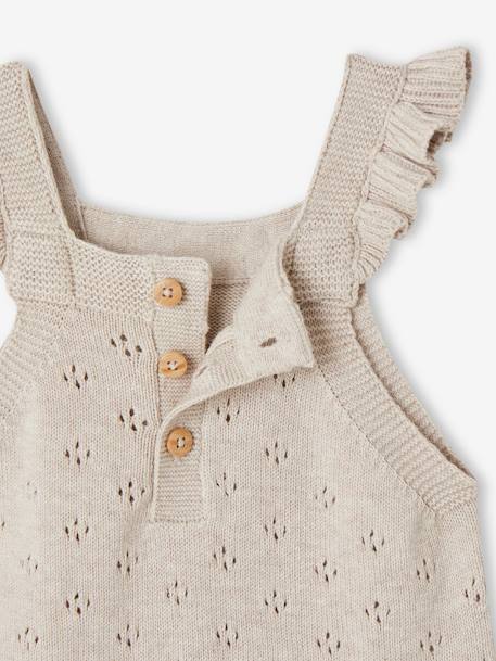 Knitted Dungarees with Frilly Straps for Babies marl beige - vertbaudet enfant 