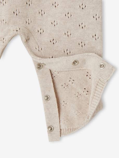 Knitted Dungarees with Frilly Straps for Babies marl beige - vertbaudet enfant 