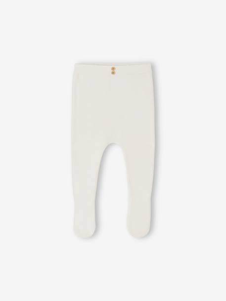 Footed Trousers in Cotton/Wool Knit marl beige+white - vertbaudet enfant 