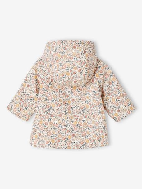 Floral Hooded Raincoat, Lined, for Baby Girls night blue+printed pink - vertbaudet enfant 