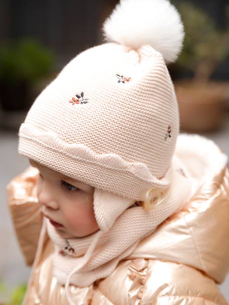 Beanie + Snood + Mittens Set for Baby Girls sand beige - vertbaudet enfant 