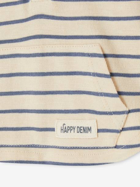 Striped Hooded Top for Baby Boys crystal blue+sandy beige+tomato red - vertbaudet enfant 