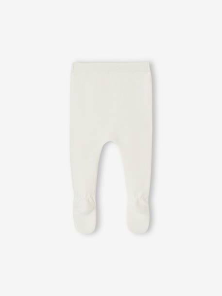 Footed Trousers in Cotton/Wool Knit marl beige+white - vertbaudet enfant 