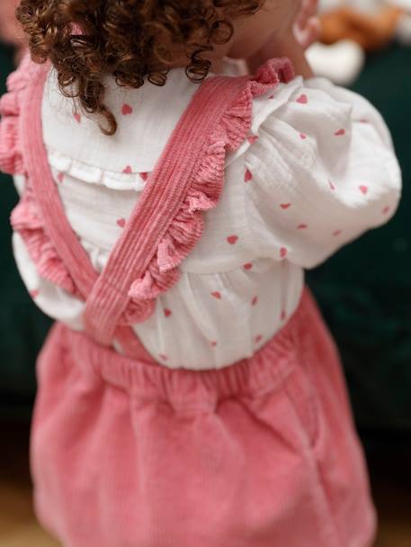 Hearts Blouse in Cotton Gauze for Baby Girls ecru - vertbaudet enfant 