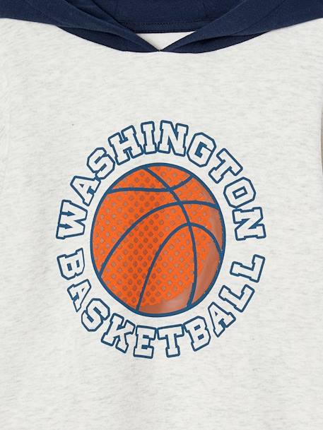 Sports Sweatshirt with Double Sleeves, Ball in Relief, for Boys fir green+marl white - vertbaudet enfant 