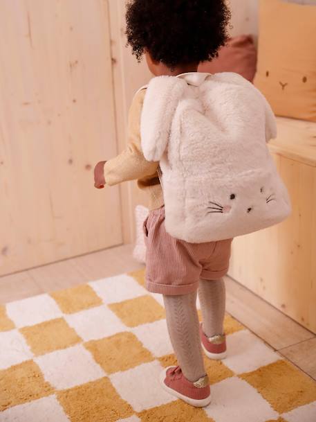 Bunny Rabbit Pre-School Backpack in Faux Fur ecru - vertbaudet enfant 