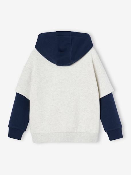 Sweat garçon sport doubles manches motif ballon en relief blanc chiné+vert sapin - vertbaudet enfant 