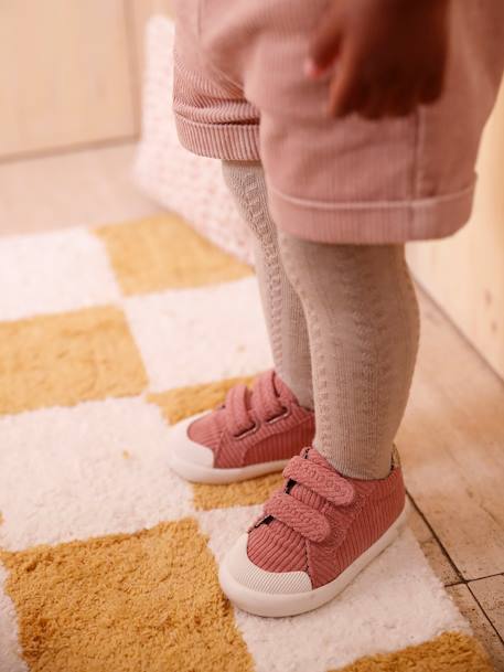 Baskets bébé fille textile scratchées marine+vieux rose - vertbaudet enfant 