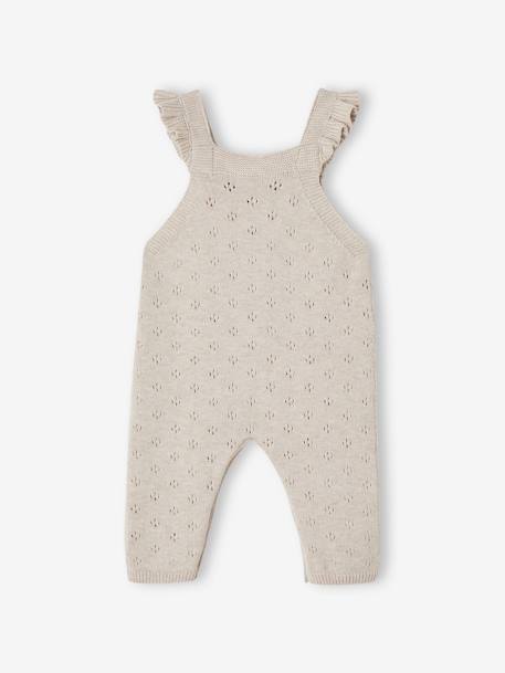 Salopette en tricot bébé bretelles à volants beige chiné - vertbaudet enfant 