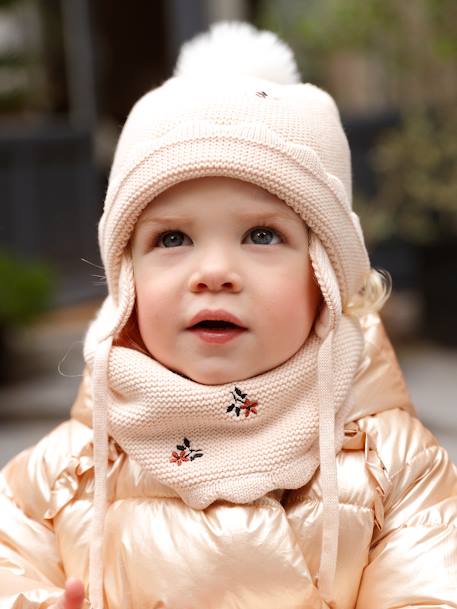 Beanie + Snood + Mittens Set for Baby Girls sand beige - vertbaudet enfant 