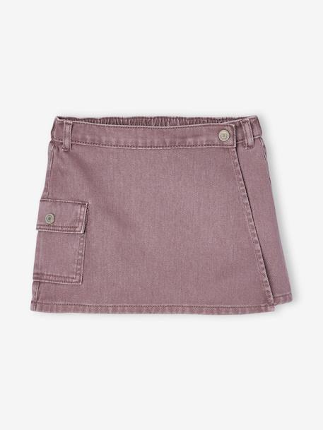 Skort with Cargo Pocket, for Girls mauve - vertbaudet enfant 