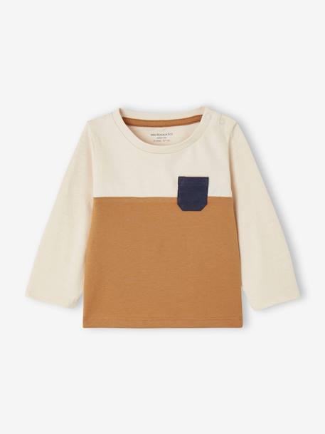 Colourblock Top in Organic Cotton for Babies pecan nut - vertbaudet enfant 