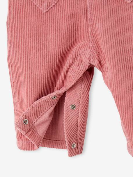 Corduroy Dungarees for Babies, Heart-Shaped Pockets dusky pink - vertbaudet enfant 