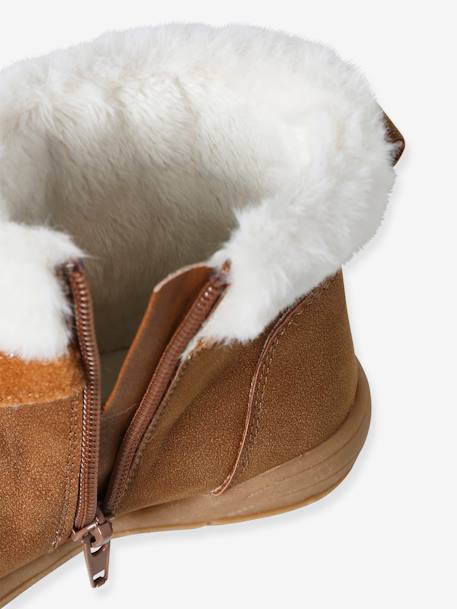 Bottines enfant fille synthétique fourrées zippées marron - vertbaudet enfant 