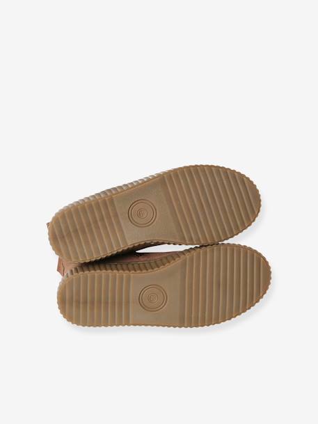 Leather Chelsea Boots with Elastic & Zip for Girls beige+camel+navy blue - vertbaudet enfant 