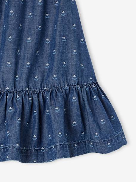 Jupe mi longue à volant en denim léger fille bleu moyen - vertbaudet enfant 