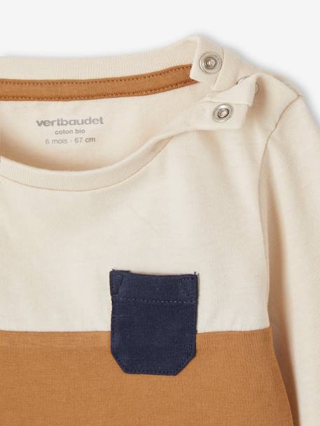 Colourblock Top in Organic Cotton for Babies pecan nut - vertbaudet enfant 