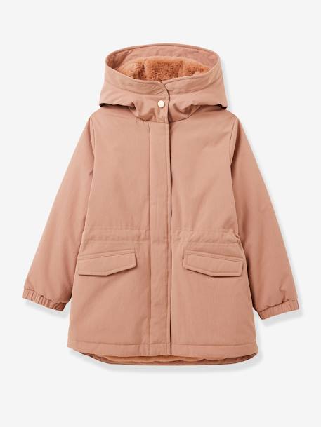 CYRILLUS faux fur lined parka for girls rose - vertbaudet enfant 