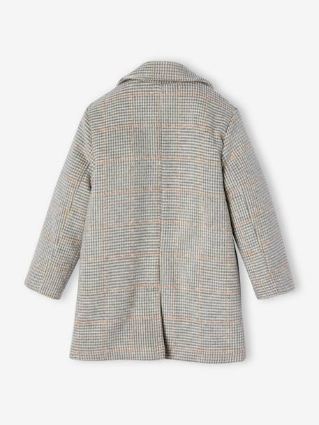 Manteau en drap de laine à carreaux fille carreaux gris - vertbaudet enfant 