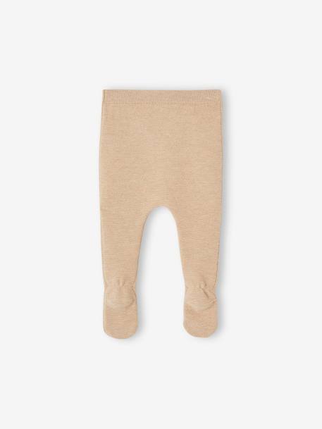 Footed Trousers in Cotton/Wool Knit marl beige+white - vertbaudet enfant 