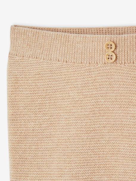 Footed Trousers in Cotton/Wool Knit marl beige+white - vertbaudet enfant 