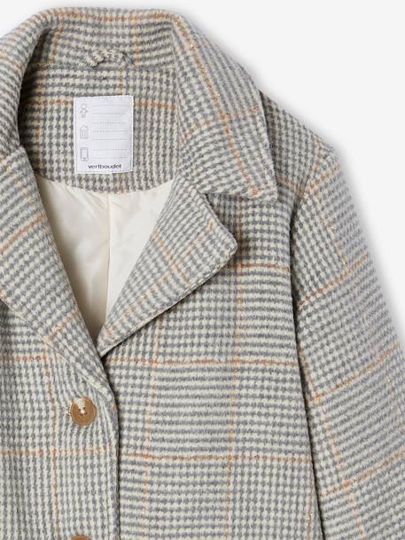 Chequered Coat in Woollen Cloth for Girls chequered grey - vertbaudet enfant 