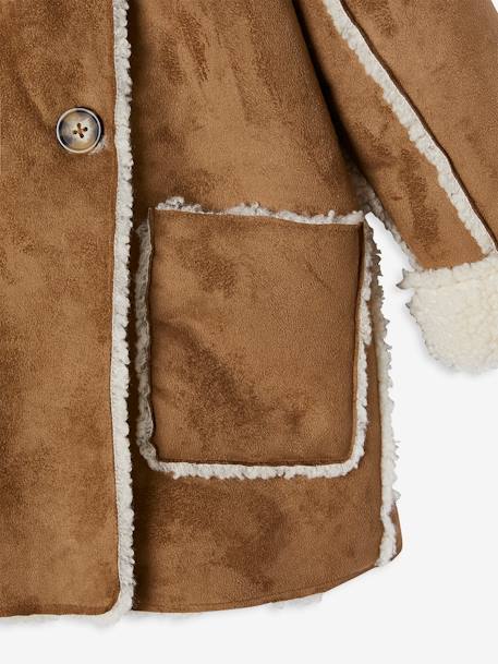 Shearling-Type Coat with Hood for Girls brown - vertbaudet enfant 