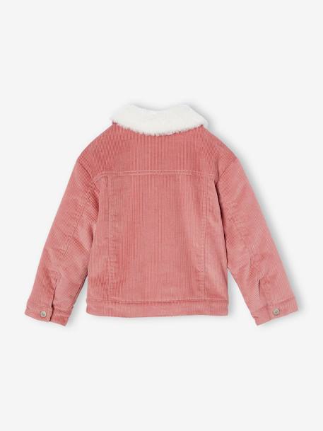 Corduroy Jacket Lined in Faux Fur, for Girls blush - vertbaudet enfant 