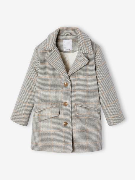 Chequered Coat in Woollen Cloth for Girls chequered grey - vertbaudet enfant 