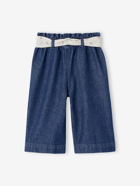 Wide Leg Jeans with Tie Belt, for Babies brut denim+stone - vertbaudet enfant 
