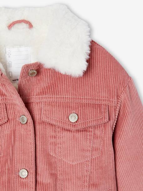 Corduroy Jacket Lined in Faux Fur, for Girls blush - vertbaudet enfant 