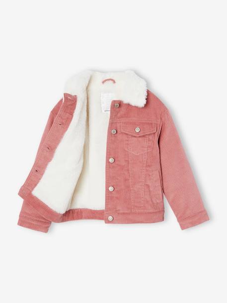 Corduroy Jacket Lined in Faux Fur, for Girls blush - vertbaudet enfant 