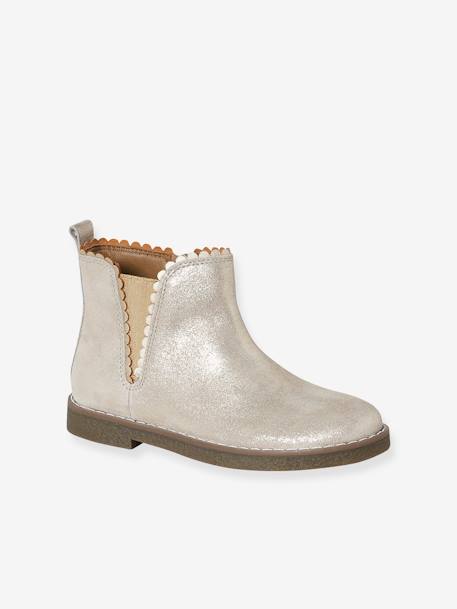 Boots enfant fille cuir élastiquées et zippées bordeaux+camel+marine+or+vert - vertbaudet enfant 